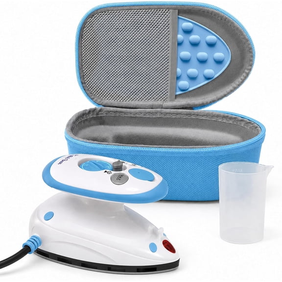 Premium Mini Steam Iron Set with Carry Case and Iron Rest Blue Bestseling