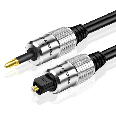 Premium Mini Toslink to Toslink Digital Optical Audio Cable (10 Feet) - Standard Toslink to Mini Toslink Male Plug Connector Adapter Converter Jack Wire Cord