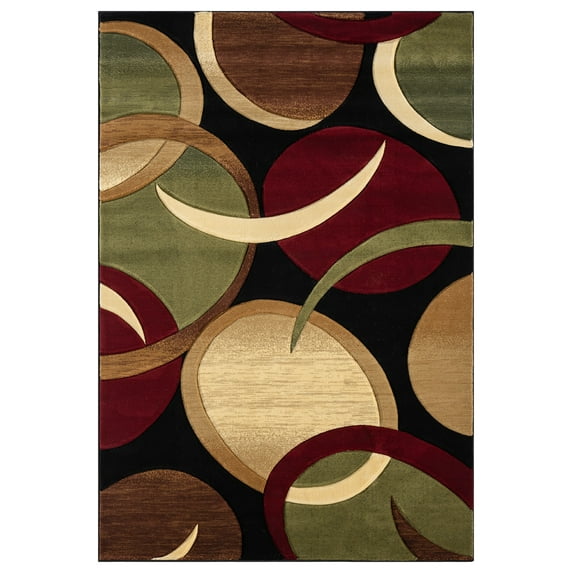 Premium Hand Carved Abstract Modern Rug Contemporary Colorful Thick Carpet Design 1062 (5'2"x7'5",Black)