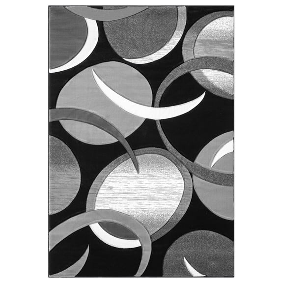 Premium Hand Carved Abstract Modern Rug Contemporary Colorful Thick Carpet Design 1062 (5'2"x7'5",Grey-White)