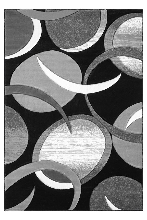 Premium Hand Carved Abstract Modern Rug Contemporary Colorful Thick Carpet Design 1062 (5'2"x7'5",Grey-White)