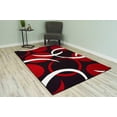 thumbnail image 1 of Premium Hand Carved Abstract Modern Rug Contemporary Colorful Thick Carpet Design 1062 (6'6"x6'6" Round,Red), 1 of 9