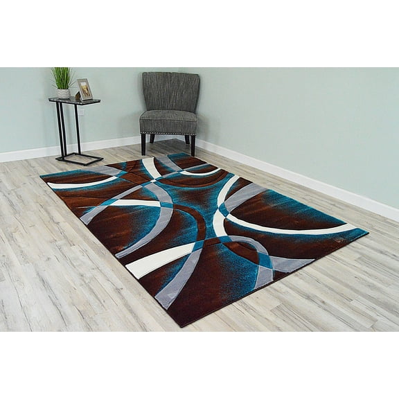 Premium Hand Carved Abstract Modern Rug Contemporary Colorful Thick Carpet Design 2305 (5'2"x7'5",Mocha)