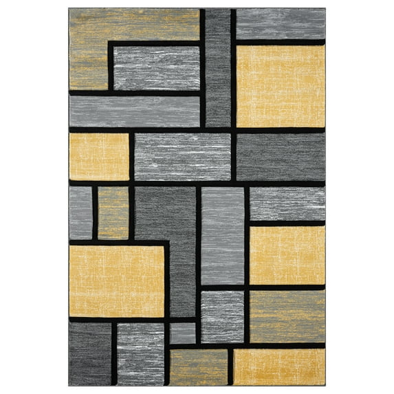Premium Hand Carved Abstract Modern Rug Contemporary Colorful Thick Carpet Design 3995 (6'6"x9'2",Yellow)