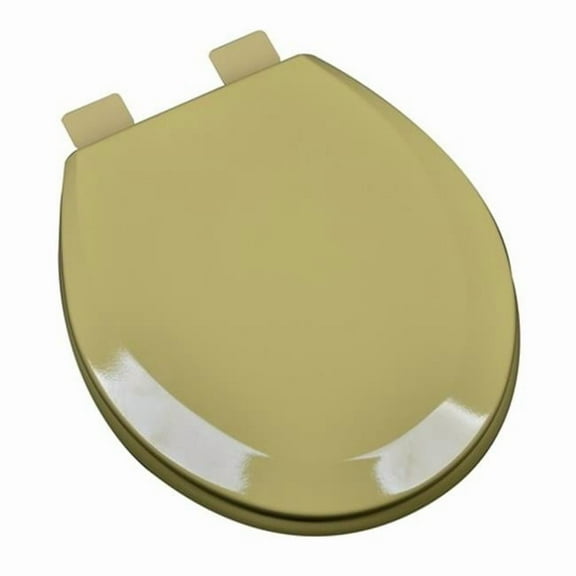 Premium Molded Round Wood Toilet Seat, Harvest Gold