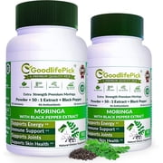 Moringa Capsules with Black Pepper. Powerful 12700 MG for Max Benefits PACK OF 2 All Natural Non-GMO, Gluten Free