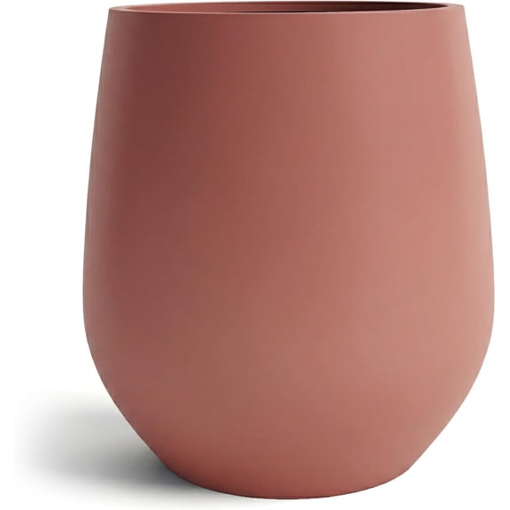 Premium Mt Wilson Tall Tapered Fiberstone Planter for Indoor Outdoor Use, Modern Large Olive Tree Pot with Drainage Hole, Includes 2 Coco Mats. Terracotta, Small 11'' D x 12'' H. 8.3 Pot Opening