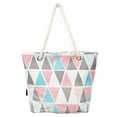 thumbnail image 1 of Premium Multi-Color Geometric Triangle Cotton Canvas Tote Shoulder Bag Handbag, 1 of 5