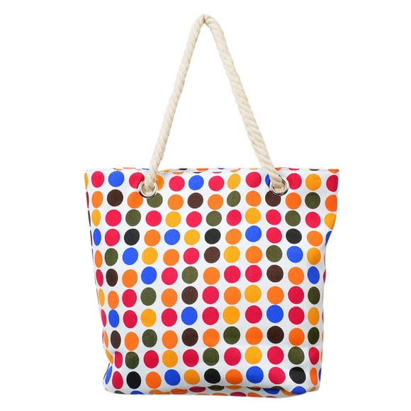 Premium Multi Color Polka Dot Print Canvas Tote Shoulder Bag Handbag