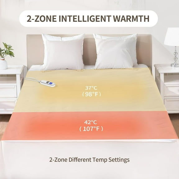 Premium Multi-Zone Electric Heated Mattress Pad Twin Size, 9 Heat Settings, Auto Off, Removable Comfort Layer