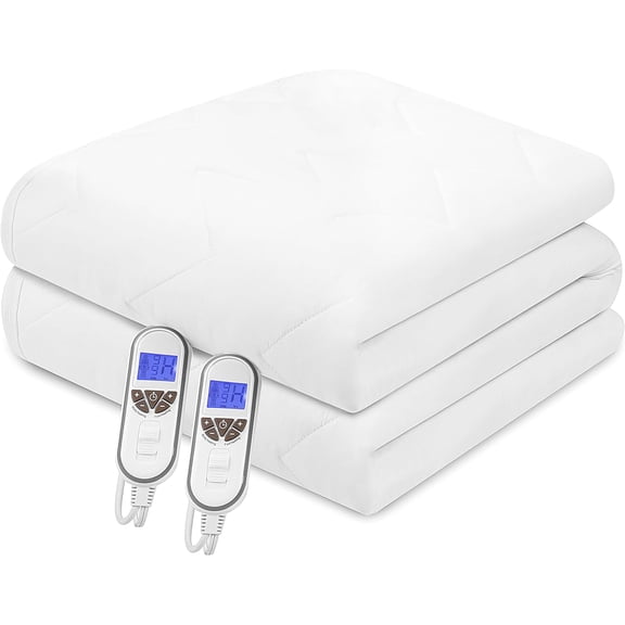 Premium Multi-Zone Heated Mattress Pad Cal King, Dual Control 72" x 84", 9 Heat Settings, 1-12 Hours Auto Off, Individual Body & Feet Settings, Removable Comfort Layer, Machine Washable