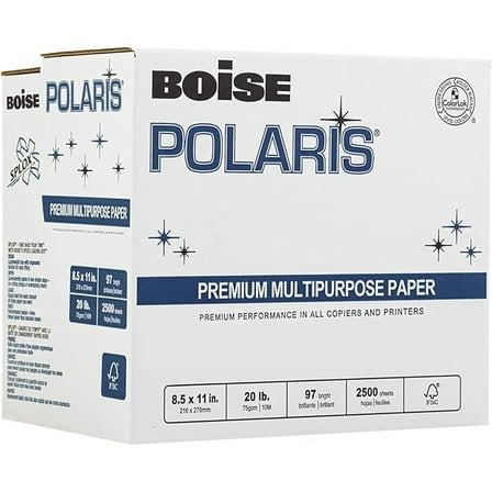 Premium Multipurpose Copy Paper | 8.5" x 11" Letter | SPLOX (Easy carry box) | 97 Bright White, 20 lb. | Reamless (2,500 Sheets)