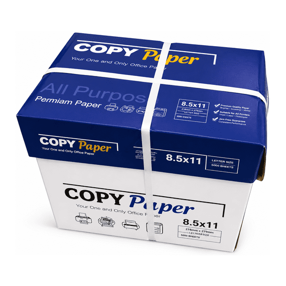 Copy Paper, 5000 Sheets, 500 Sheets/Ream, 10 Reams