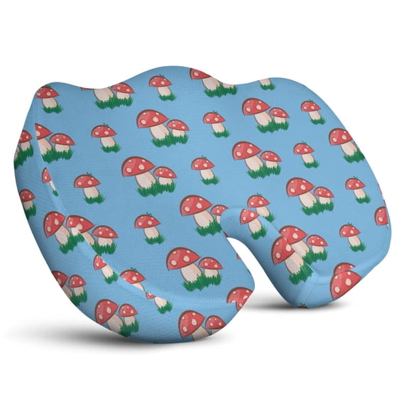 Premium Mushroom Pattern Memory Foam Seat Cushion Ergonomic Chair Pad for Office Chair, Car, Airplane & Bleachers Sciatica, Tailbone Hip & Back Pain Relief - Chair Cushion for Long Office Workers.