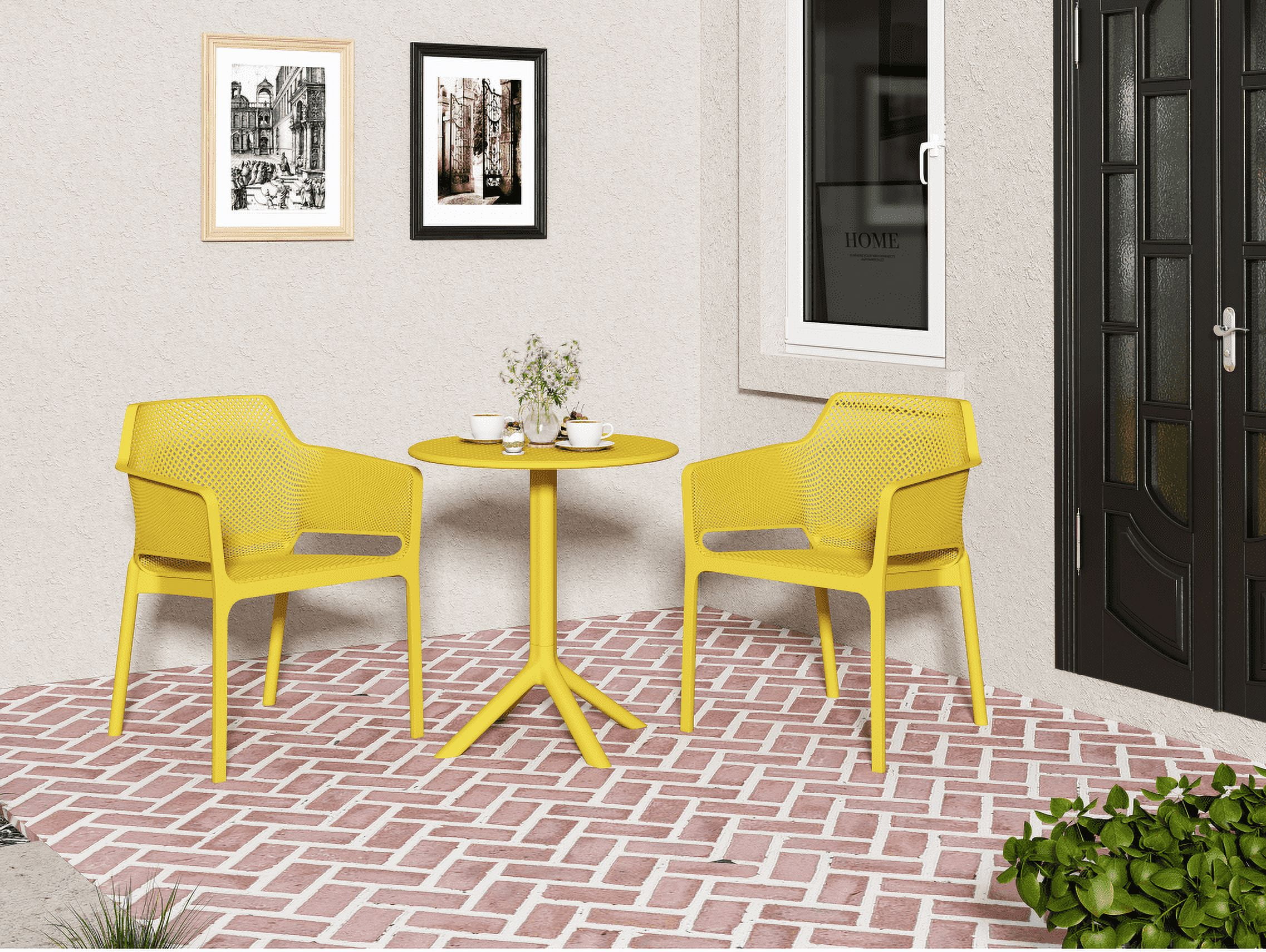 Elegant Design Premium Mustard Yellow Color Durable Quality Ocean Plastic Arm Chair Bistro Set 3 Pieces Walmart