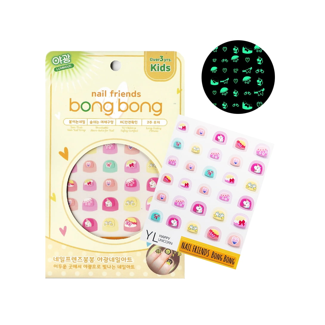 Premium Nail Wraps for Kids, Glow in The Dark Kids Nail Stickers, 30