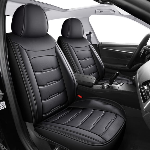 Premium Nappa Leatherette Car Seat Cover Set Custom Fit for Hyundai Elantra 2017-2024 Water-Proof Breathable Faux Leather Seat Cushion Protectors (Full Set 5 Seats,Black)