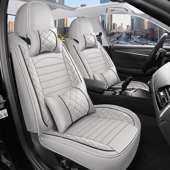 Premium Nappa Leatherette Car Seat Cover Set Custom Fit for Nissan Pathfinder 2011-2026 Water-Proof Breathable Faux Leather Seat Cushion Protectors (Full Set 5 Seats,Gray)
