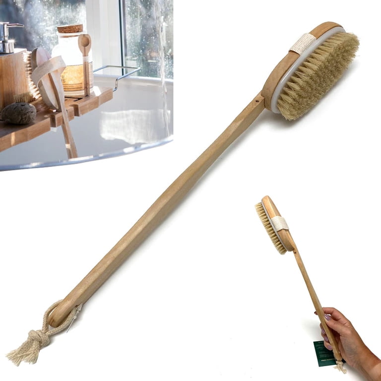 Dry Body Brush Set - Bamboo Skin Exfoliator For Circulation & Cellulite - Soft & Stiff Bristles For All Skin Types