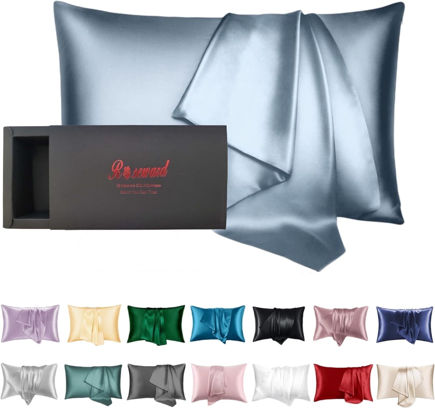 Premium Natural Mulberry Silk Pillowcase for Hair and Skin Made in USA, 22 Momme 6A Silk Pillow Cases Standard Size with Zipper, Ideal for Women's Beauty Sleep, 1 Pc 20"x26"&nbsp;