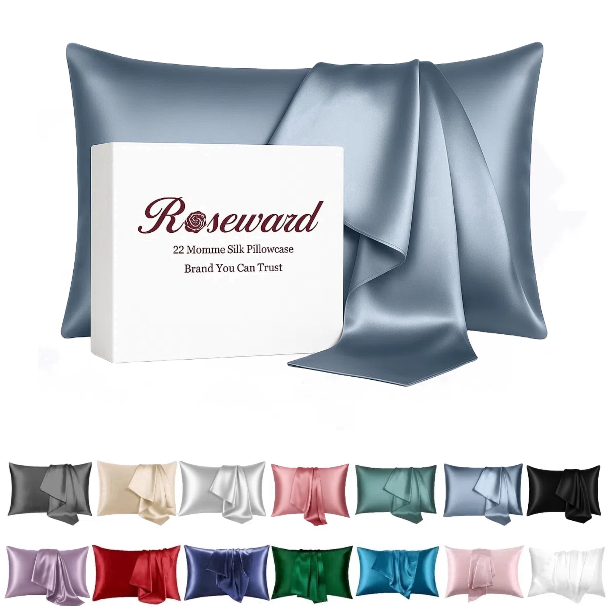 Premium Natural Mulberry Silk Pillowcase for Hair and Skin Made in USA, 22 Momme 6A Silk Pillow Cases Standard Size with Zipper, Ideal for Women's Beauty Sleep, 1 Pc 20"x26"&nbsp;