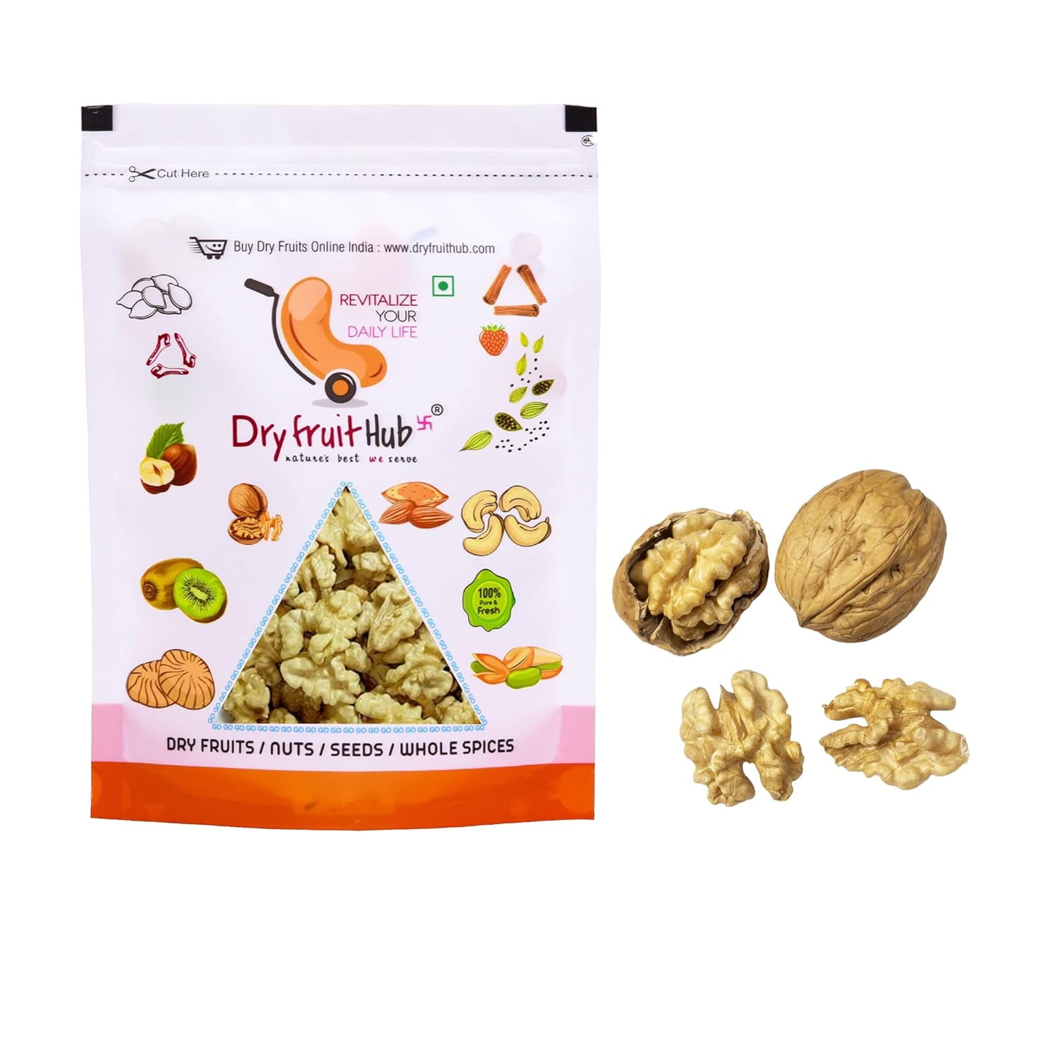 Premium Natural Walnuts Kernels By Dry Fruit Hub 250gm, High In