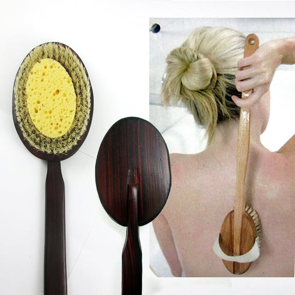 Premium Natural Wooden Body Bath Shower Back Brush Spa Scrubber Sea Sponge New