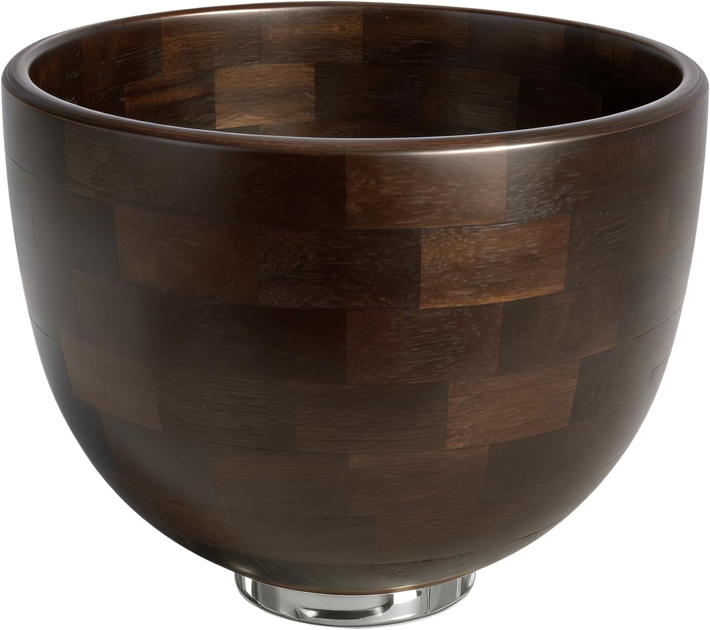 Premium Natural Wooden Mixing Bowl Compatible with 4.5-5 QT Tilt-Head Stand Mixers 5 QT Wooden Bowl with Stainless Steel Locking Base