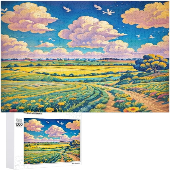 Premium Nature Fields 500 Piece 20.5x15 Jigsaw Puzzle Family Party Holiday Game for Men Women