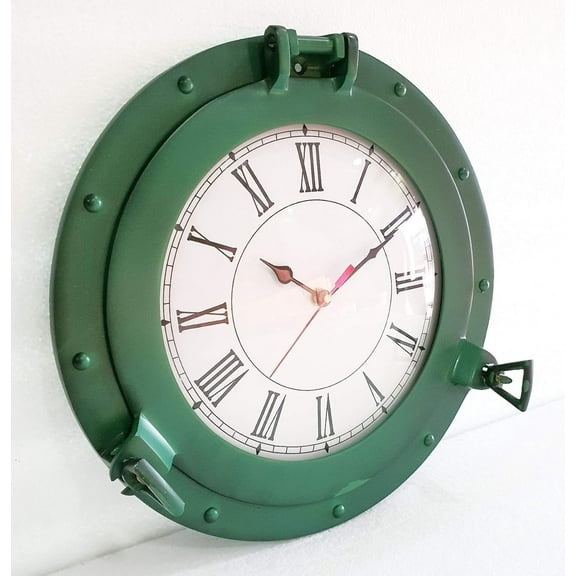 Premium Nautical Brass Porthole Clock Ship's Elegant Metal Roman Dial Face Wall Clock | Home Decorative Gifts 12 Inches