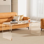 Premium Need Assembly 32" Acrylic Coffee Table,Clear Lucite Coffee Table for Living Room,Rectangle Plexiglass Center Waterfall Table,Supports 180 LBS,32"x16"x16",0.6" Thick Fit for 2 Seat Sofa