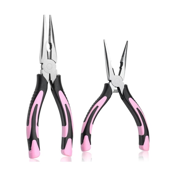 Premium Needle Nose Pliers, Paper Clamp Precision, Heavy-Duty CRV Steel, Soft Grip with Wire Cutter, Long Nose Cutting Pliers for Home, Fishing, Jewelry, Crafts