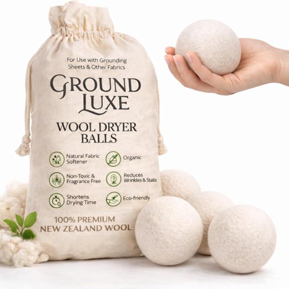 Premium New Zealand Wool Dryer Balls - 6-Pack, 100% Organic, Hand-Felted, Reusable, Reduce Drying Time - Natural Fabric Softening, Wrinkle & Static Reduction