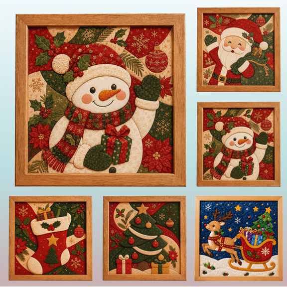 Premium No-Sew Kinusaiga Fabric Art Kit for Adults | DIY No-Sew Kinusaiga Fabric Art Kit, Handmade Festive Wall Art for Elevating Holiday Atmosphere in Living Spaces (Christmas snowman)