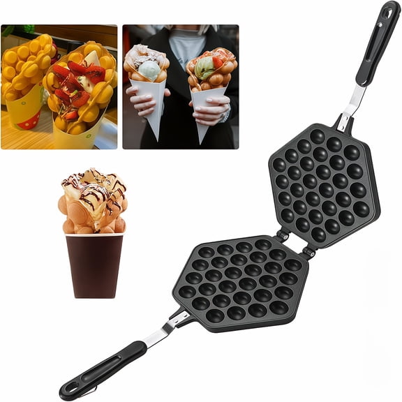Premium Non-Stick Multi-Function Double-Sided Waffle Maker Pan for Bubble Eggettes and Puffle Waffles, Suitable for Home, Cafe, and Restaurant Use, Ideal for Festive Baking