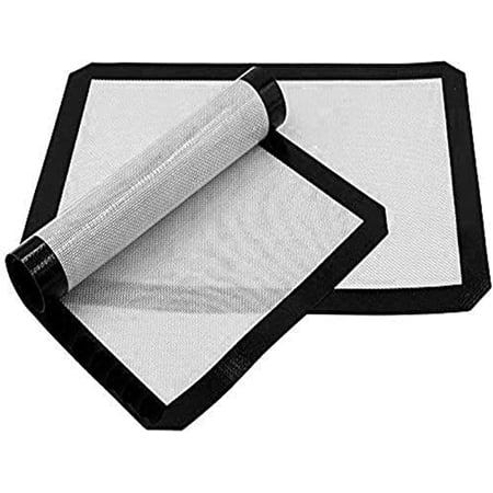 Premium Non-Stick Silicone Baking Mat Set of 2 Sheets - 11.8'x15.7'inch - Food Safe, Heat-Resistant, Reusable & Nonstick Mat for Cookie Oven, Macarons, Bread & Pastry - Black (Small)