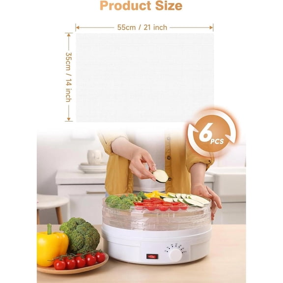 Premium Non-Stick Silicone Mesh Dehydrator Sheets, 14 X 21 Inch, 6 Pack