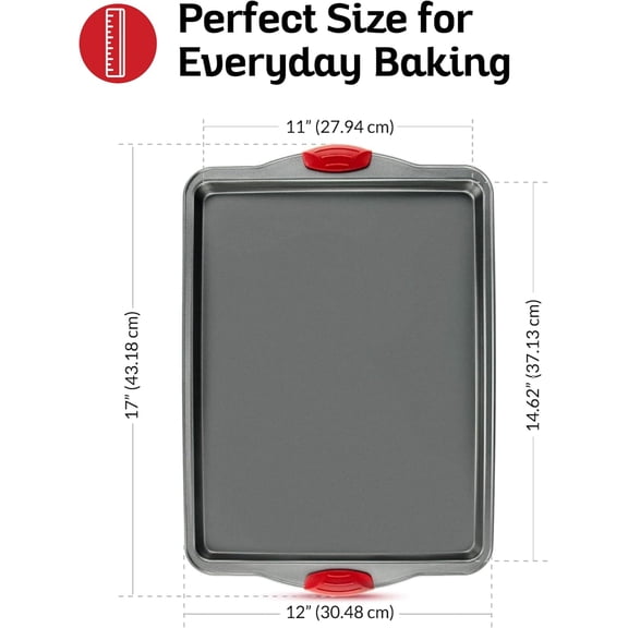 Premium Nonstick Baking Sheet Pans – Set of 3, Heavy-Gauge Carbon Steel, Warp, Dent, and Rust-Resistant – Gourmet Rimmed Half Cookie Sheet Trays, Non-Toxic for Exceptional Baking Performance