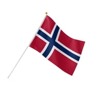 Premium Norway Handheld Stick Flags 5.5x8.2 Inch, 10 Pack - Polyester Small Flags for Parades, Table Decor & School Assemblies