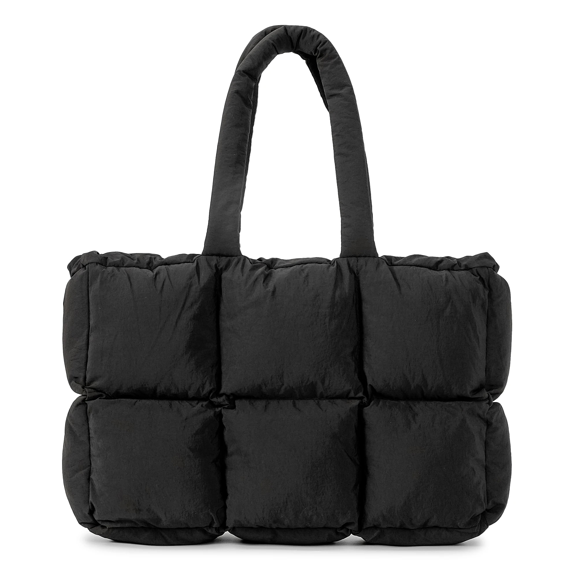 Premium Nylon Puffer Tote Bag Quilted Winter Handbag with Laptop Compartment