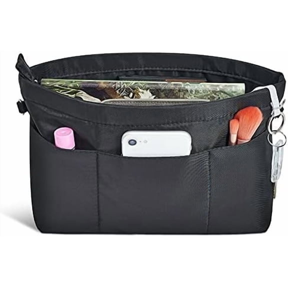 Premium Nylon Purse Organizer Tote Handbag Insert Organizers Bag in Bag Zipper 13 Pockets 5 Sizes
