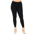 thumbnail image 1 of Premium Nylon Spandex Solid Basic Leggings - Plus Size - 1XL 2XL 3XL Black One Size Plus, 1 of 2