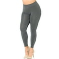 thumbnail image 1 of Premium Nylon Spandex Solid Basic Leggings - Plus Size - 1XL 2XL 3XL Charcoal One Size Plus, 1 of 2