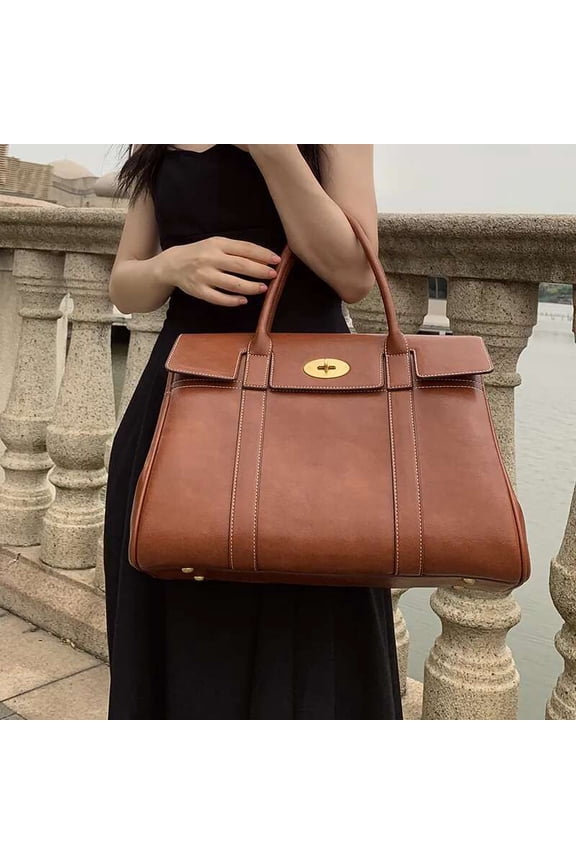 Premium Oil Waxed Leather Overnight Tote - Versatile Big Capacity Handbag for Daily Use