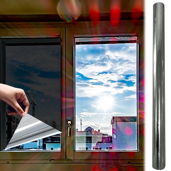 Premium One-Way Mirror Window Film - Complete Installation Kit with Squeegee & Spray Bottle, Blocks 95% UV & 85% Heat, No Glue Static Cling for Easy DIY