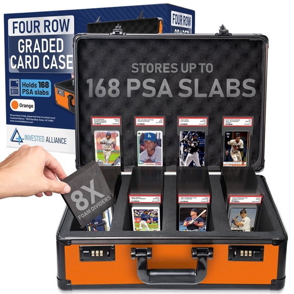 Premium Orange 4 Row PSA Slab Case For Graded Cards | PSA Graded Card Storage Box, Graded Card Case, PSA Card Holder, PSA Card Case, Card Slab Cases, Graded Card Box, Sports PSA Card Storage