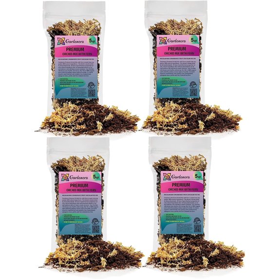 ⭐ Premium Orchid Mix by Gardenera | Fern + New Zealand Pine Bark + Sphagnum Moss + Perlite | Best for Growing and Repotting Orchids - 20 Quart Bag