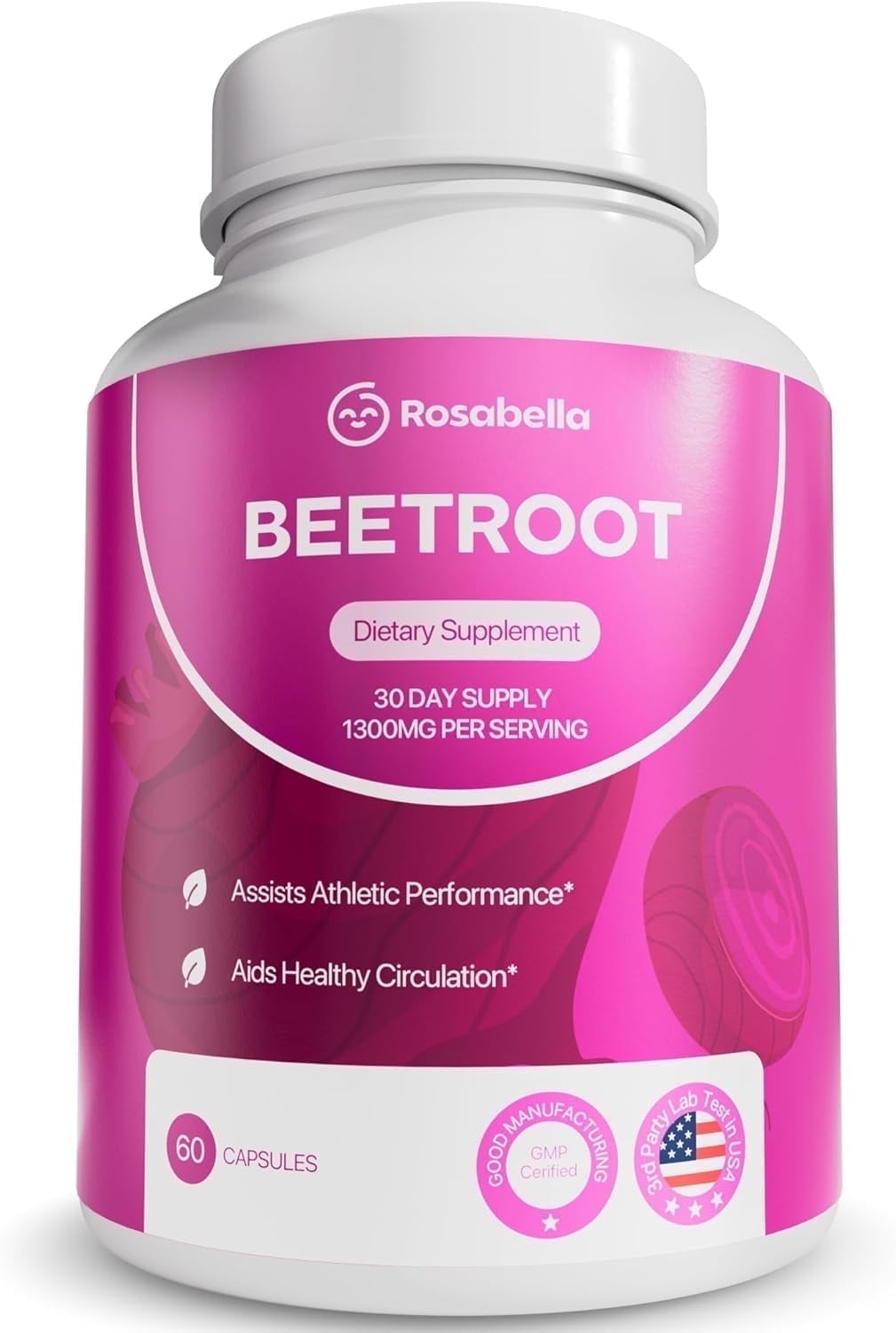 Premium Organic Beet Root Powder 1300mg - Energy & Endurance Aid - 60 Vegan Capsules