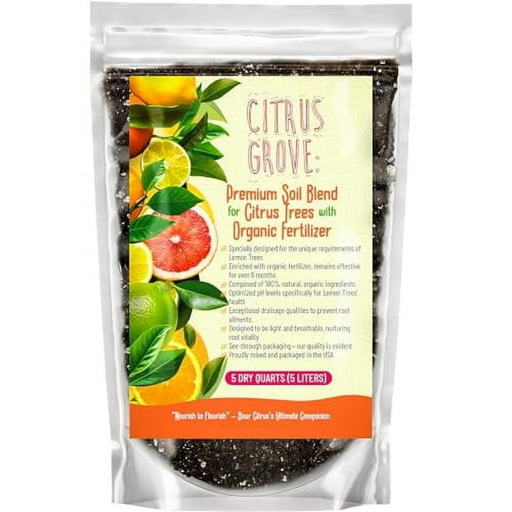 Premium Organic Citrus Potting Soil for Indoor/Outdoor Plants - Perfect for Oranges, Lemons, Limes & Grapefruits Trees - Hand Blended for Optimal Growth (4 QUARTS)