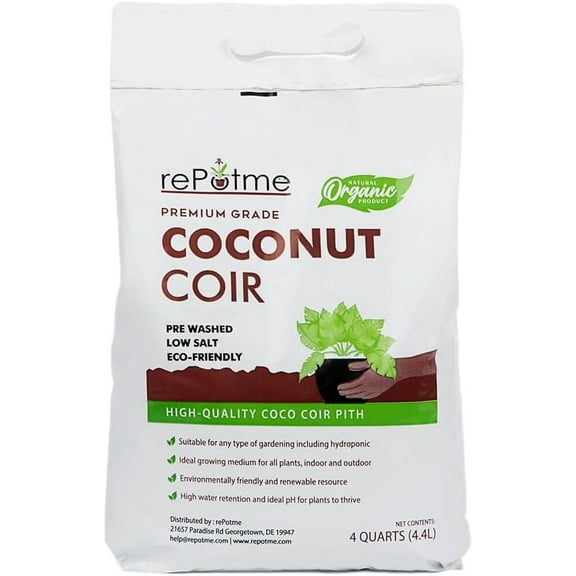 Premium Organic Coco Coir by rePotme - Ready to Use, 4 Quarts - Great for Flowers, Herbs, and Planting
